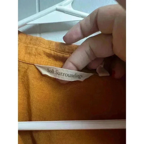 Soft Surroundings Mustard Color 3/4 Sleeves Button Front Top Large - Picture 2 of 9